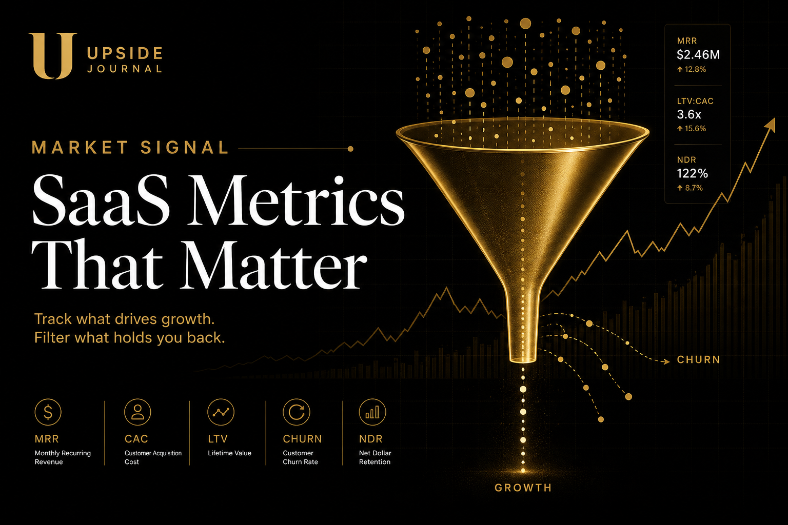 SaaS metrics churn rate fundraising visualization — Upside Journal Market Signal